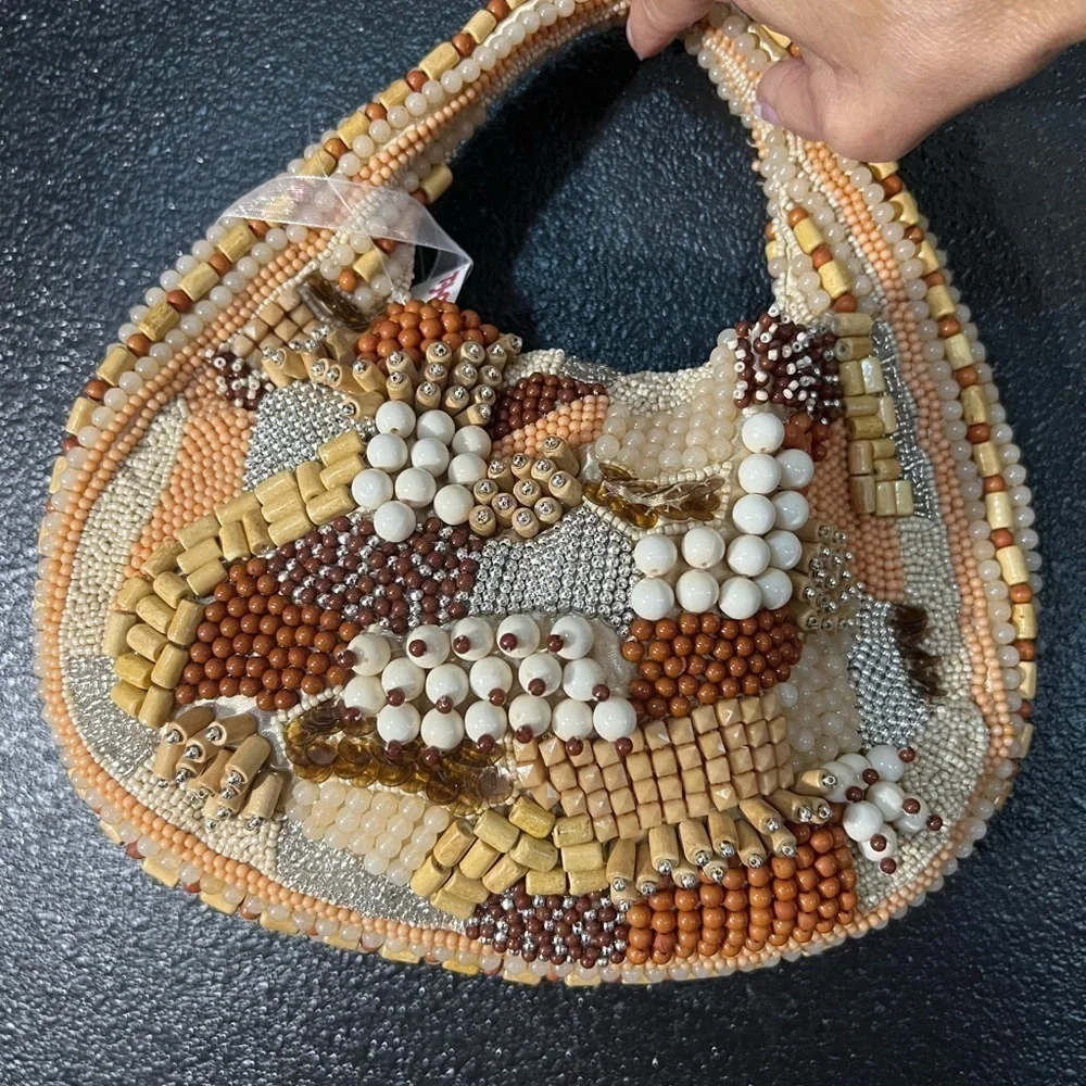 🤎🔥Viral Made in India handcrafted Beaded Handbag with Earthy Brown Tones🤎🔥NWT